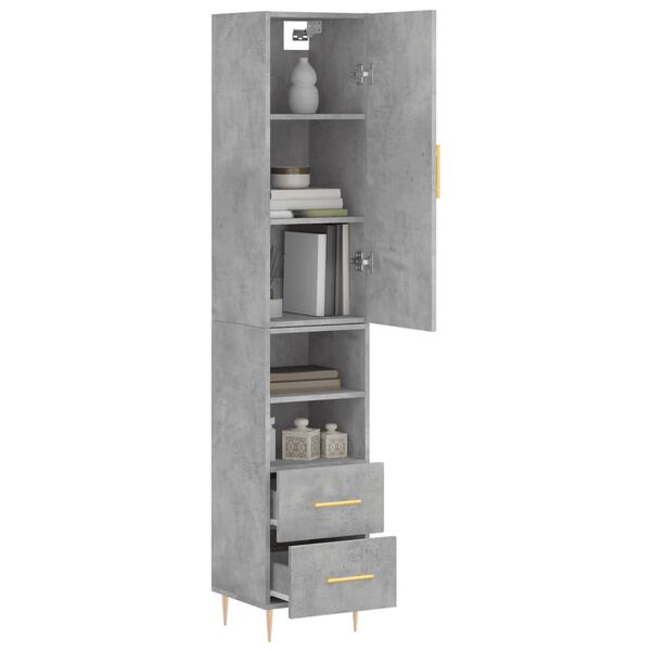 vidaXL Buffet haut Gris b&eacute;ton 34,5x34x180 cm Bois d'ing&eacute;nierie
