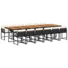 vidaXL Ensemble &agrave; manger de jardin 13 pcs coussins noir r&eacute;sine tress&eacute;e
