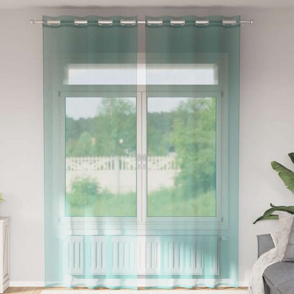vidaXL Rideaux en voile avec &oelig;illets 2 pcs turquoise