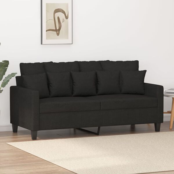 vidaXL Canap&eacute; &agrave; 2 places Noir 140 cm Tissu