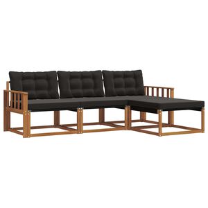 vidaXL Ensemble de canap&eacute;s d'ext&eacute;rieur 4 pcs Naturel et Noir