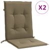 vidaXL Coussins de chaise &agrave; dossier bas lot de 2 taupe m&eacute;lang&eacute; tissu