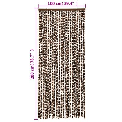 vidaXL Rideau anti-mouches marron et blanc 100x200 cm chenille
