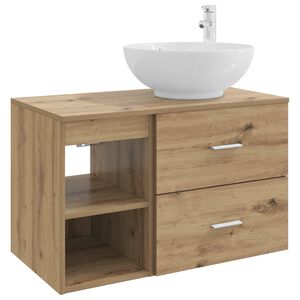 vidaXL Ensemble de mobilier de salle de bain 2 pcs Ch&ecirc;ne artisanal