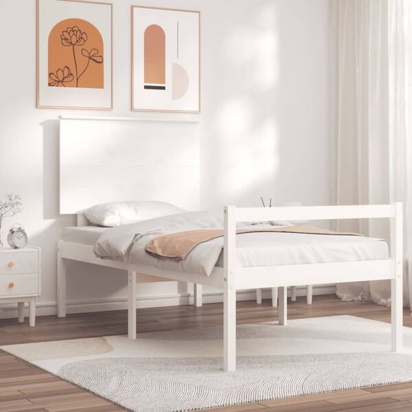 vidaXL Lit pour personne &acirc;g&eacute;e et t&ecirc;te de lit 90x200 cm bois massif