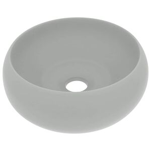 vidaXL Lavabo rond de luxe Gris clair mat 40x15 cm C&eacute;ramique