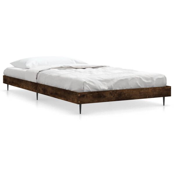 vidaXL Cadre de lit sans matelas ch&ecirc;ne fum&eacute; 100x200 cm bois ing&eacute;nierie