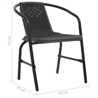 vidaXL Chaises de jardin lot de 2 Plastique Rotin et acier 110 kg