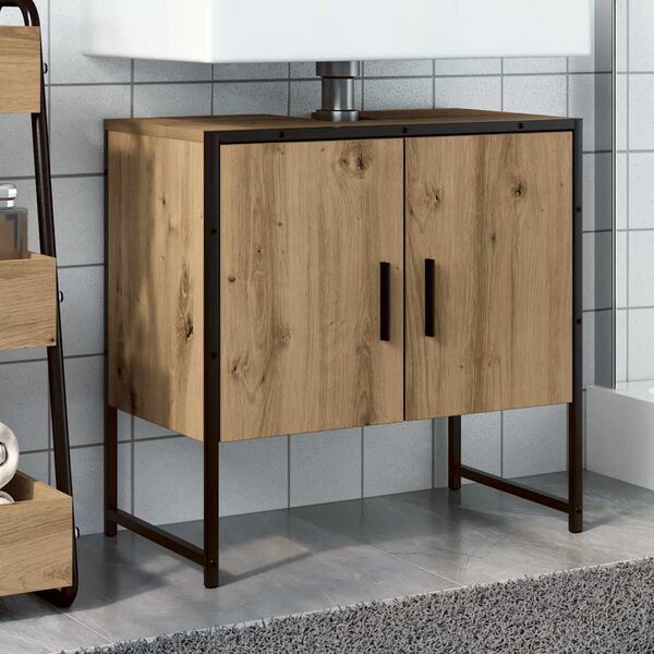 vidaXL Armoire lavabo de salle de bain ch&ecirc;ne artisanal 60x33x60 cm