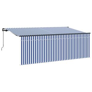 vidaXL Auvent r&eacute;tractable Bleu et Blanc 400 x 200 cm