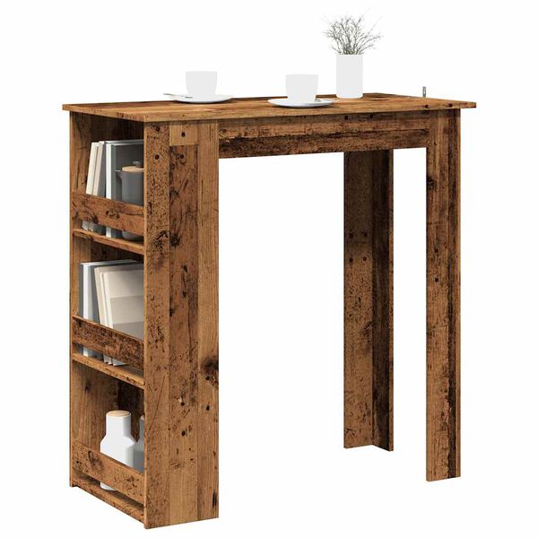 vidaXL Table de bar et &eacute;tag&egrave;re de rangement vieux bois 102x50x103,5 cm