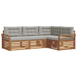 vidaXL Ensemble de canap&eacute;s d'ext&eacute;rieur 4 pc Gris Naturel et Clair