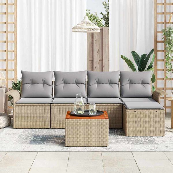 vidaXL Ensemble de canap&eacute; de jardin 6 pcs Beige et Gris clair
