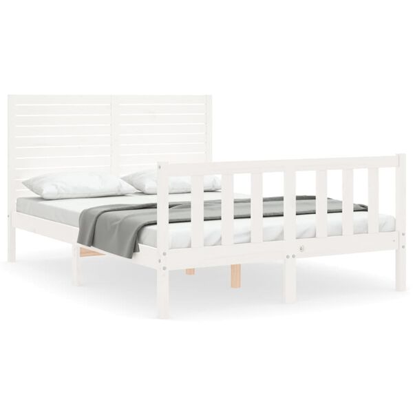 vidaXL Cadre de lit sans matelas blanc 140x190 cm bois de pin massif