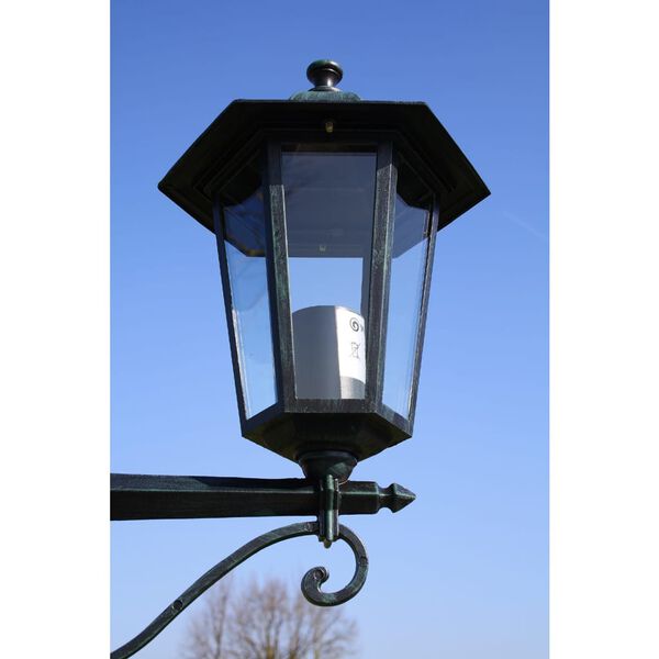 vidaXL Lampadaire de jardin 2 bras 215 cm Vert fonc&eacute;/Noir Aluminium