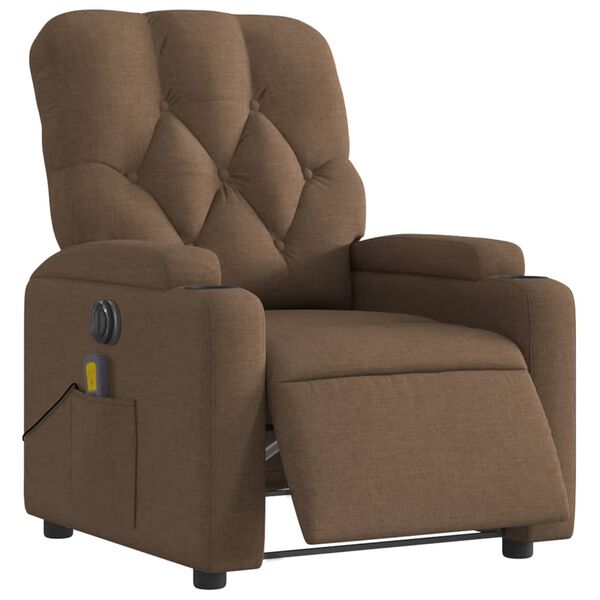 vidaXL Fauteuil inclinable de massage &eacute;lectrique marron tissu