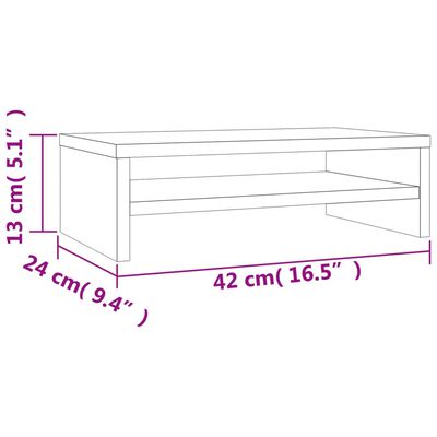 vidaXL Support de moniteur Chêne fumé 42x24x13 cm Bois d'ingénierie