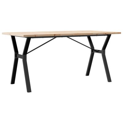 vidaXL Table à manger cadre en Y 160x80x75,5 cm bois pin massif fonte