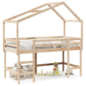 vidaXL Lit superpos&eacute; avec &eacute;chelle et toit sans matelas 90x200 cm