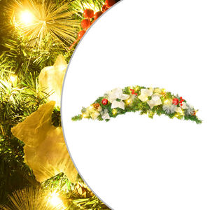 vidaXL Arche de No&euml;l avec lumi&egrave;res LED Vert 90 cm PVC