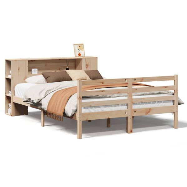 vidaXL Lit biblioth&egrave;que sans matelas 140x190 cm bois de pin massif