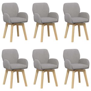 vidaXL Chaises de salle &agrave; manger pivotantes 6 pc Boucl&eacute; Gris clair