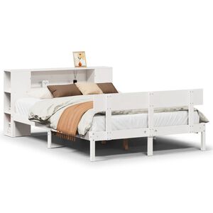 vidaXL Lit biblioth&egrave;que sans matelas blanc 140x190 cm bois pin massif
