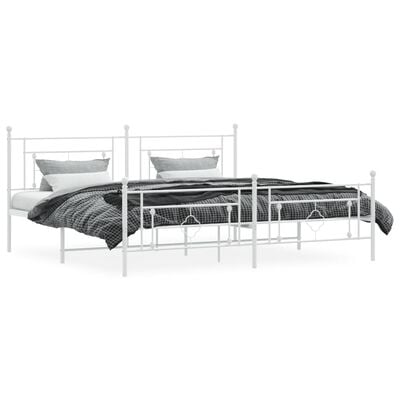 vidaXL Cadre de lit métal sans matelas et pied de lit blanc 200x200 cm