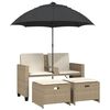 vidaXL Canap&eacute; de jardin 2 places avec parasol et tabourets beige rotin