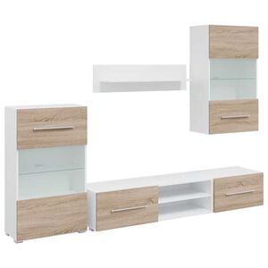 vidaXL Meubles TV avec lumi&egrave;re LED 5pcs ch&ecirc;ne sonoma bois d'ing&eacute;nierie