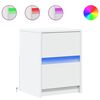 vidaXL Armoire de chevet avec lumi&egrave;res LED blanc bois d'ing&eacute;nierie