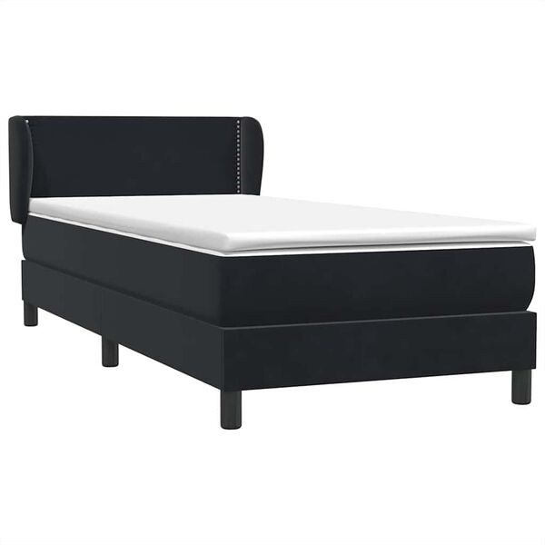 vidaXL Sommier &agrave; lattes de lit avec matelas noir 90x220 cm velours
