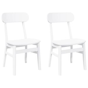 vidaXL Chaises &agrave; manger 2 pcs blanc bois massif caoutchouc