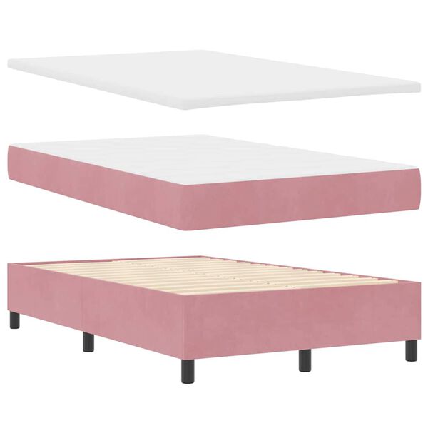vidaXL Lit &agrave; ressorts avec matelas Rose 120 x 190 cm Velours