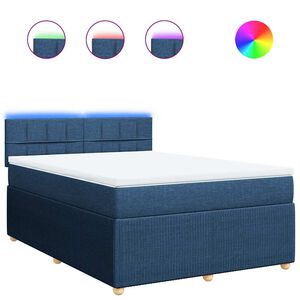 vidaXL Sommier &agrave; lattes de lit avec matelas Bleu 160x200 cm Tissu