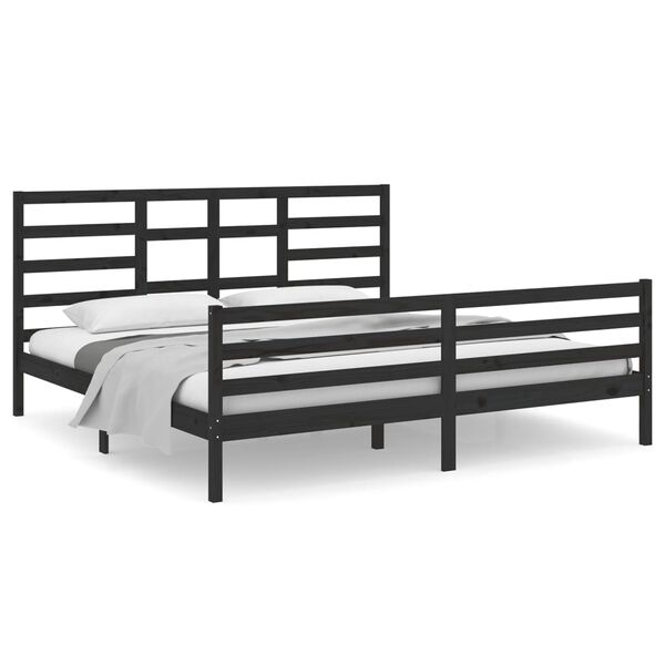 vidaXL Cadre de lit sans matelas noir bois massif 200x200 cm