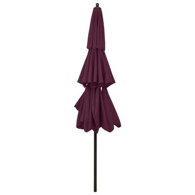 vidaXL Parasol de jardin à 3 niveaux mât en aluminium rouge bordeaux