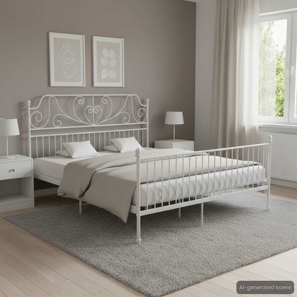 vidaXL Cadre de lit sans matelas blanc métal 180x200 cm