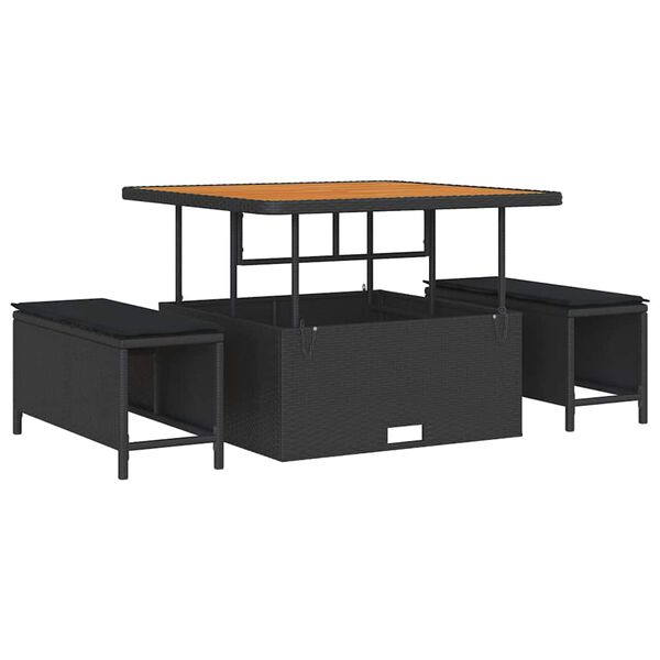 vidaXL Ensemble de canap&eacute; de jardin avec coussin 9 pcs Noir Poly rotin