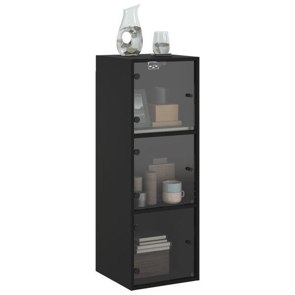 vidaXL Armoire murale avec portes en verre noir 35x37x100 cm