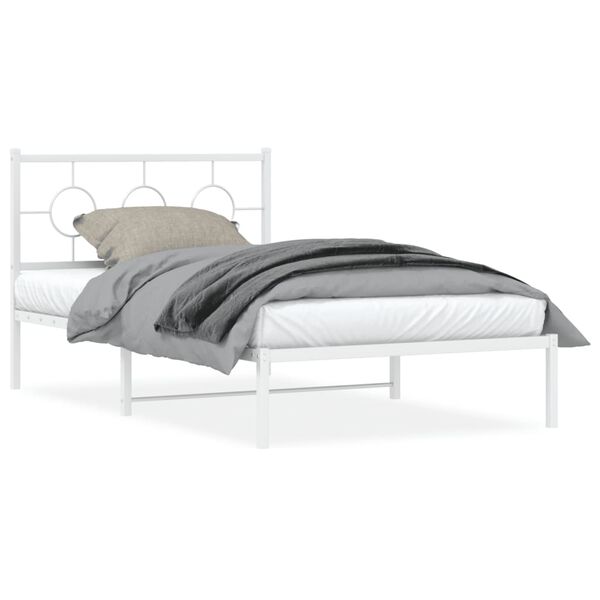 vidaXL Cadre de lit métal sans matelas et tête de lit blanc 107x203 cm