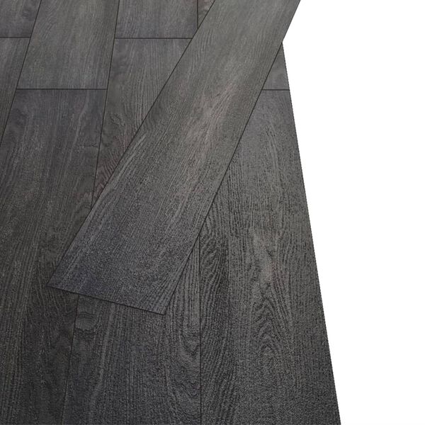 vidaXL Planches de plancher PVC Non auto-adh&eacute;sif 4,46 m&sup2; 3 mm Noir