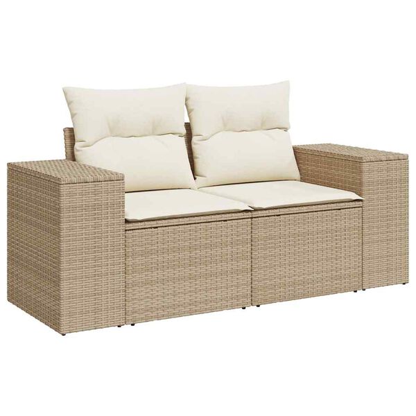 vidaXL Salon de jardin avec coussins 6 pcs beige r&eacute;sine tress&eacute;e