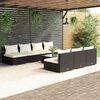 vidaXL Salon de jardin 8 pcs avec coussins r&eacute;sine tress&eacute;e noir