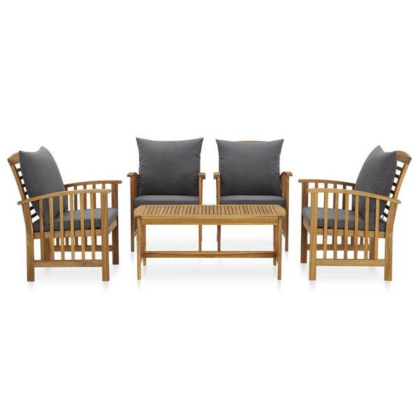 vidaXL Salon de jardin 5 pcs avec coussins Bois d'acacia solide