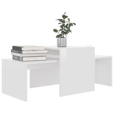 vidaXL Ensemble de table basse Blanc brillant Bois d’ingénierie