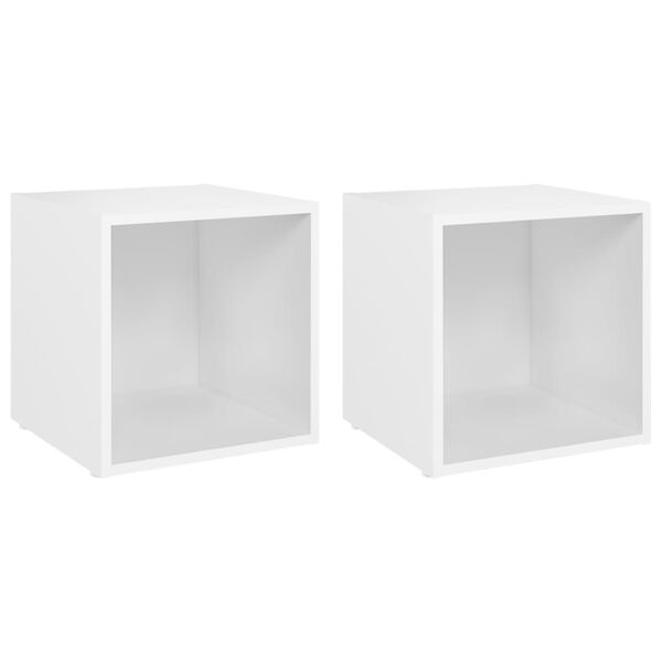 vidaXL Meubles TV 2 pcs Blanc 37x35x37 cm Bois d’ingénierie