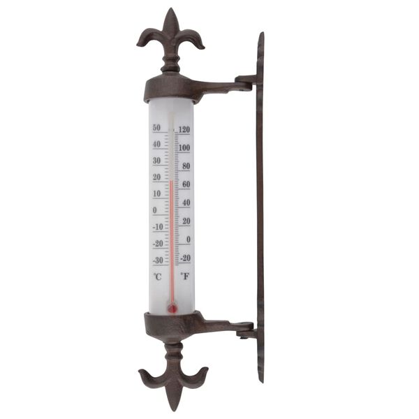 Esschert Design Thermom&egrave;tre &agrave; cadre de fen&ecirc;tre Fonte