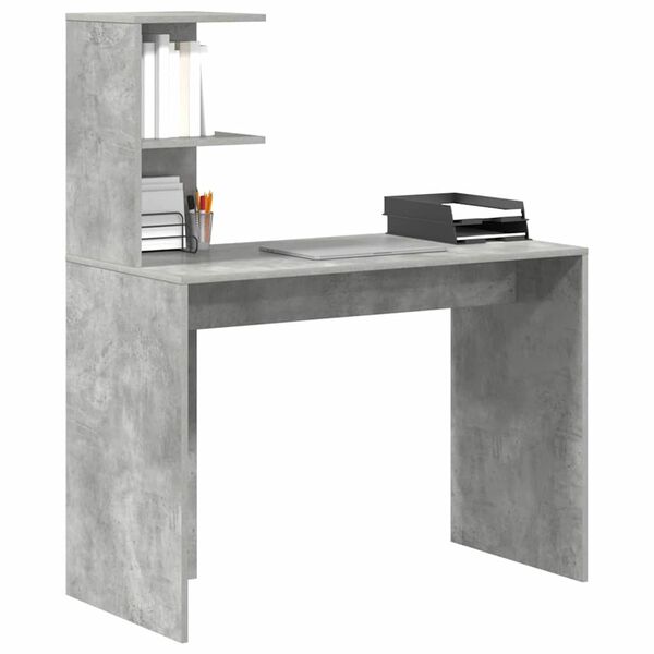 vidaXL Bureau Gris béton 102 x 50 x 124 cm Bois d'ingénierie