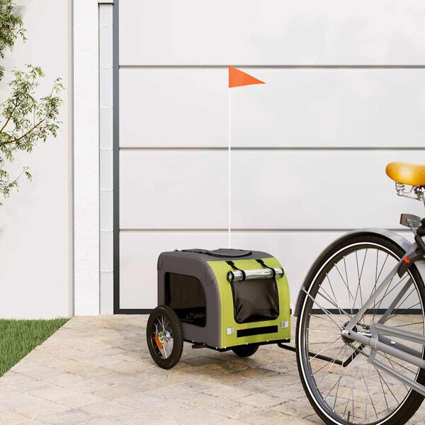 vidaXL Remorque de v&eacute;lo pour animaux de compagnie vert et gris
